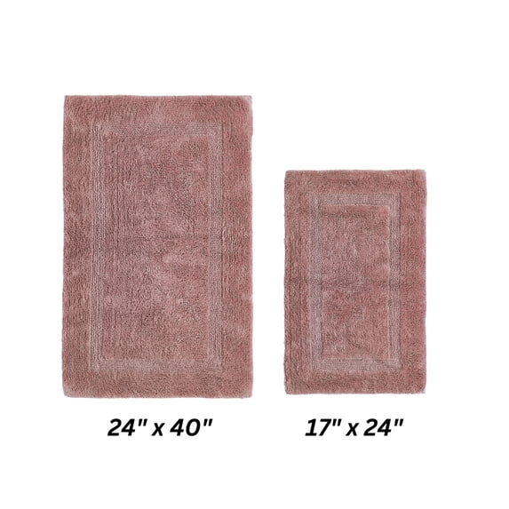 Better Trends Premium 2 Piece Bathroom Rug Set 100% Cotton, Extra Soft Tufted Bath Mat, Water Absorbent & Reversible Mat, Pink Lux Collection