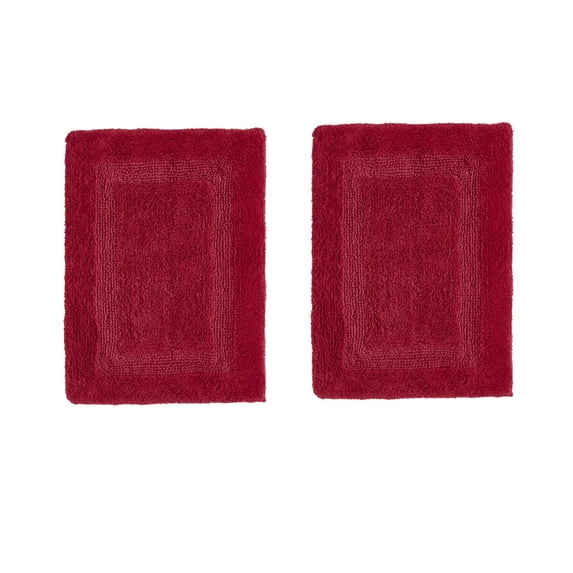 Better Trends Premium 2 Piece Bathroom Rug Set 100% Cotton, Extra Soft Tufted Bath Mat, Water Absorbent & Reversible Mat, Red Lux Collection