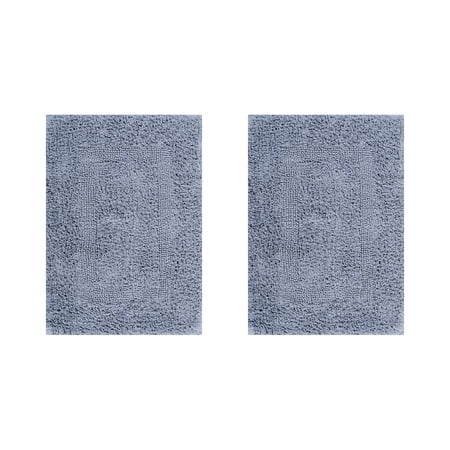 Better Trends Premium 2 Piece Bathroom Rug Set 100% Cotton, Extra Soft Tufted Bath Mat, Water Absorbent & Reversible Mat, Silver Lux Collection