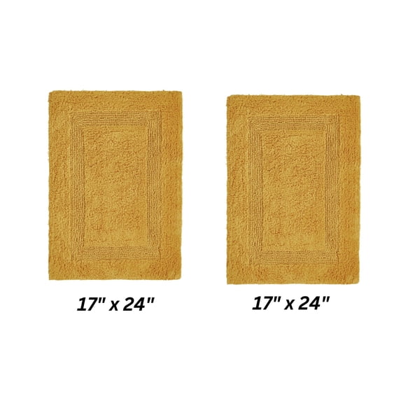 Better Trends Premium 2 Piece Bathroom Rug Set 100% Cotton, Extra Soft Tufted Bath Mat, Water Absorbent & Reversible Mat, Yellow Lux Collection