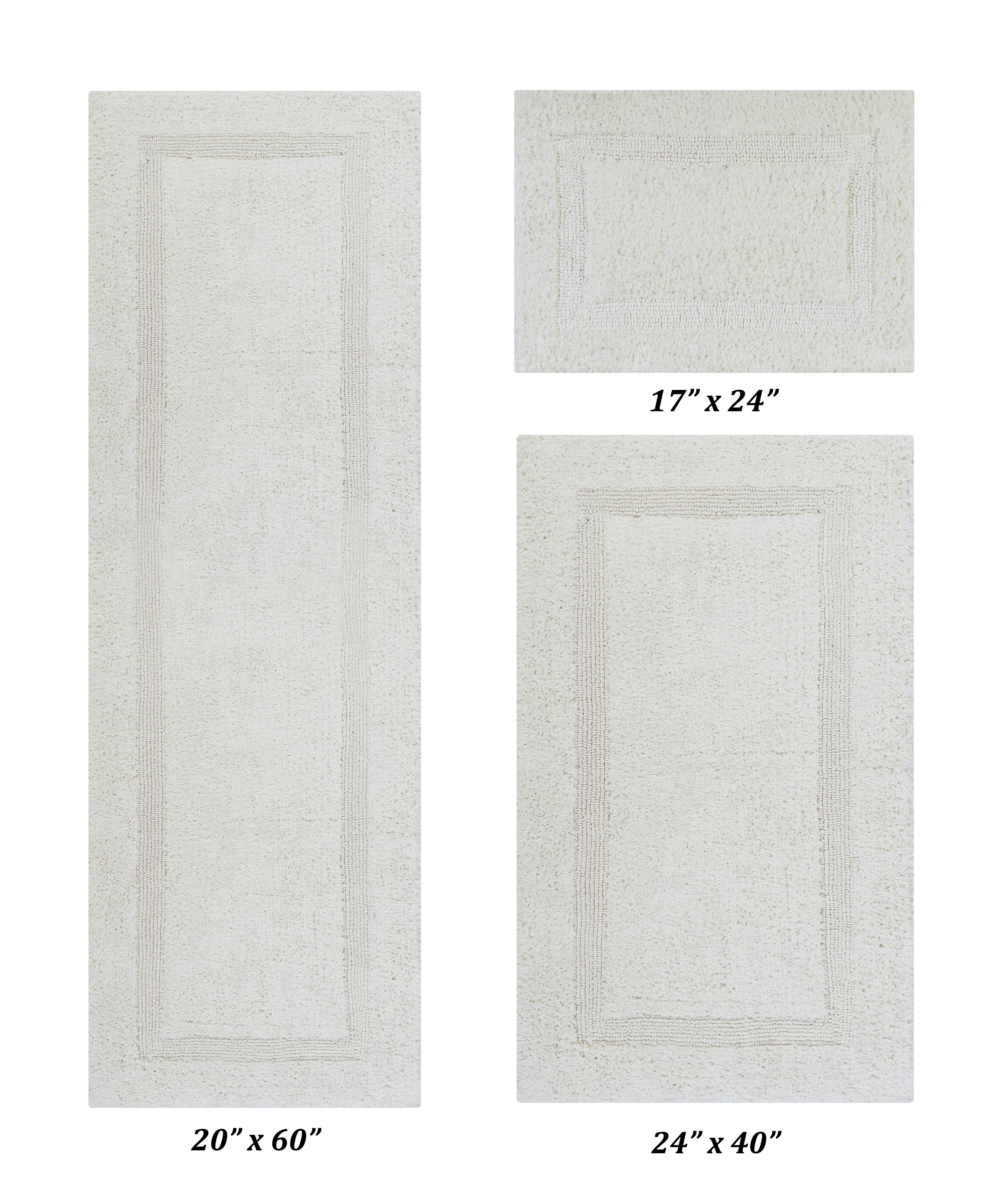 Better Trends Premium 3 Piece Bathroom Rug Set 100% Cotton, Extra Soft Tufted Bath Mat, Water Absorbent & Reversible Mat, Ivory Lux Collection