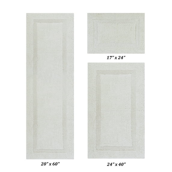 Better Trends Premium 3 Piece Bathroom Rug Set 100% Cotton, Extra Soft Tufted Bath Mat, Water Absorbent & Reversible Mat, Ivory Lux Collection