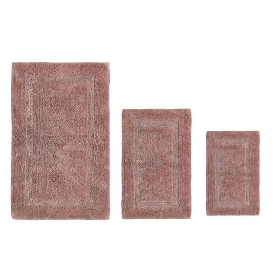 Better Trends Premium 3 Piece Bathroom Rug Set 100% Cotton, Extra Soft Tufted Bath Mat, Water Absorbent & Reversible Mat, Pink Lux Collection