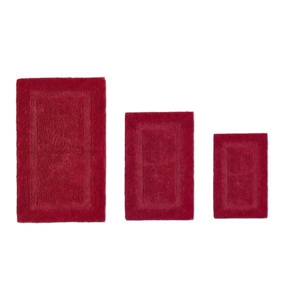 Better Trends Premium 3 Piece Bathroom Rug Set 100% Cotton, Extra Soft Tufted Bath Mat, Water Absorbent & Reversible Mat, Red Lux Collection