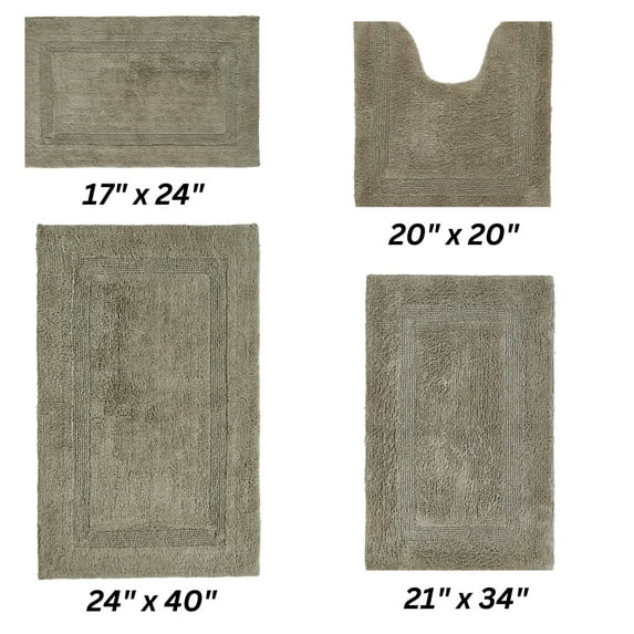 Better Trends Premium 4 Piece Bathroom Rug Set 100% Cotton, Extra Soft Tufted Bath Mat, Water Absorbent & Reversible Mat, Beige Lux Collection
