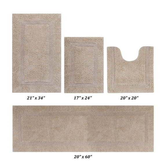 Better Trends Premium 4 Piece Bathroom Rug Set 100% Cotton, Extra Soft Tufted Bath Mat, Water Absorbent & Reversible Mat, Sand Lux Collection