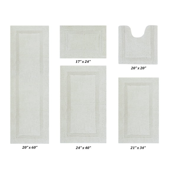Better Trends Premium 5 Piece Bathroom Rug Set 100% Cotton, Extra Soft Tufted Bath Mat, Water Absorbent & Reversible Mat, Ivory Lux Collection