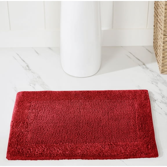 Better Trends 17" x 24" Premium Bathroom Rugs 100% Cotton Soft Reversible Tufted Bath Mat Water Absorbent Bath Rug Ideal for Bathroom Shower and Tub Use (Red) Edge Collection