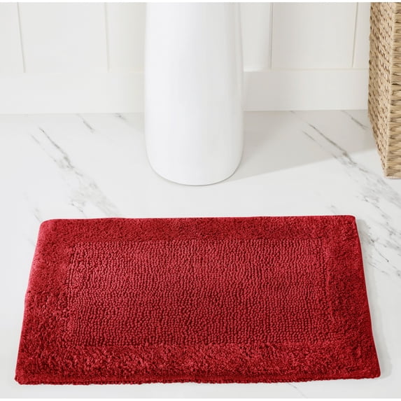 Better Trends 17" x 24" Premium Bathroom Rugs 100% Cotton Soft Reversible Tufted Bath Mat Water Absorbent Bath Rug Ideal for Bathroom Shower and Tub Use (Red) Edge Collection