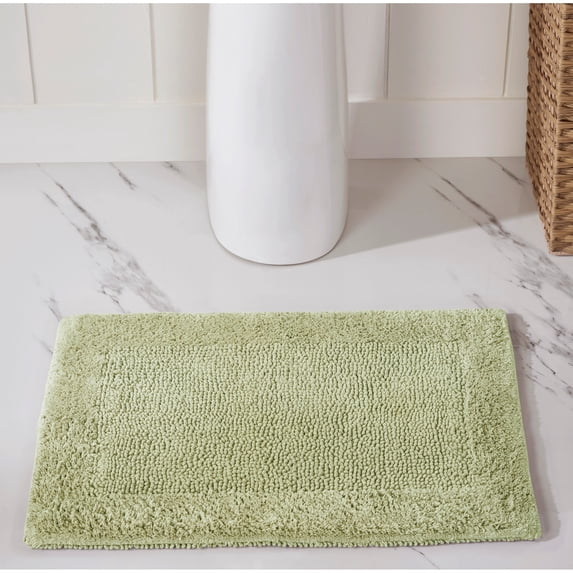 Better Trends 17" x 24" Premium Bathroom Rugs 100% Cotton Soft Reversible Tufted Bath Mat Water Absorbent Bath Rug Ideal for Bathroom Shower and Tub Use (Sage) Edge Collection