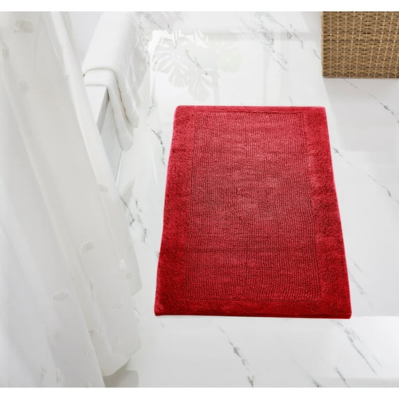 Better Trends 24" x 40" Premium Bathroom Rugs 100% Cotton Soft Reversible Tufted Bath Mat Water Absorbent Bath Rug Ideal for Bathroom Shower and Tub Use (Red) Edge Collection