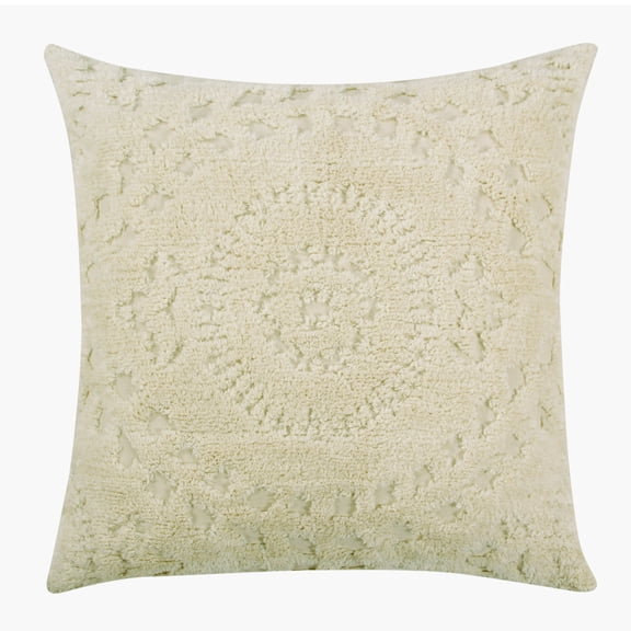 Better Trends 26"x 26" Euro Pillow Sham 100% Cotton Pillow Cover Medallion Design Machine Washable (Ivory) Rio Collection