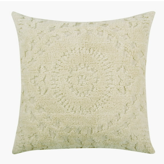 Better Trends 26"x 26" Euro Pillow Sham 100% Cotton Pillow Cover Medallion Design Machine Washable (Ivory) Rio Collection