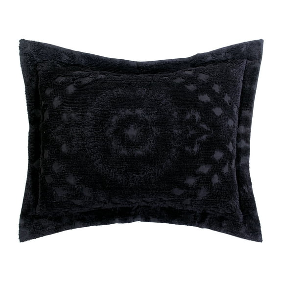 Better Trends 21"x 27" Standard Pillow Sham 100% Cotton Pillow Cover Medallion Design Machine Washable (Black) Rio Collection