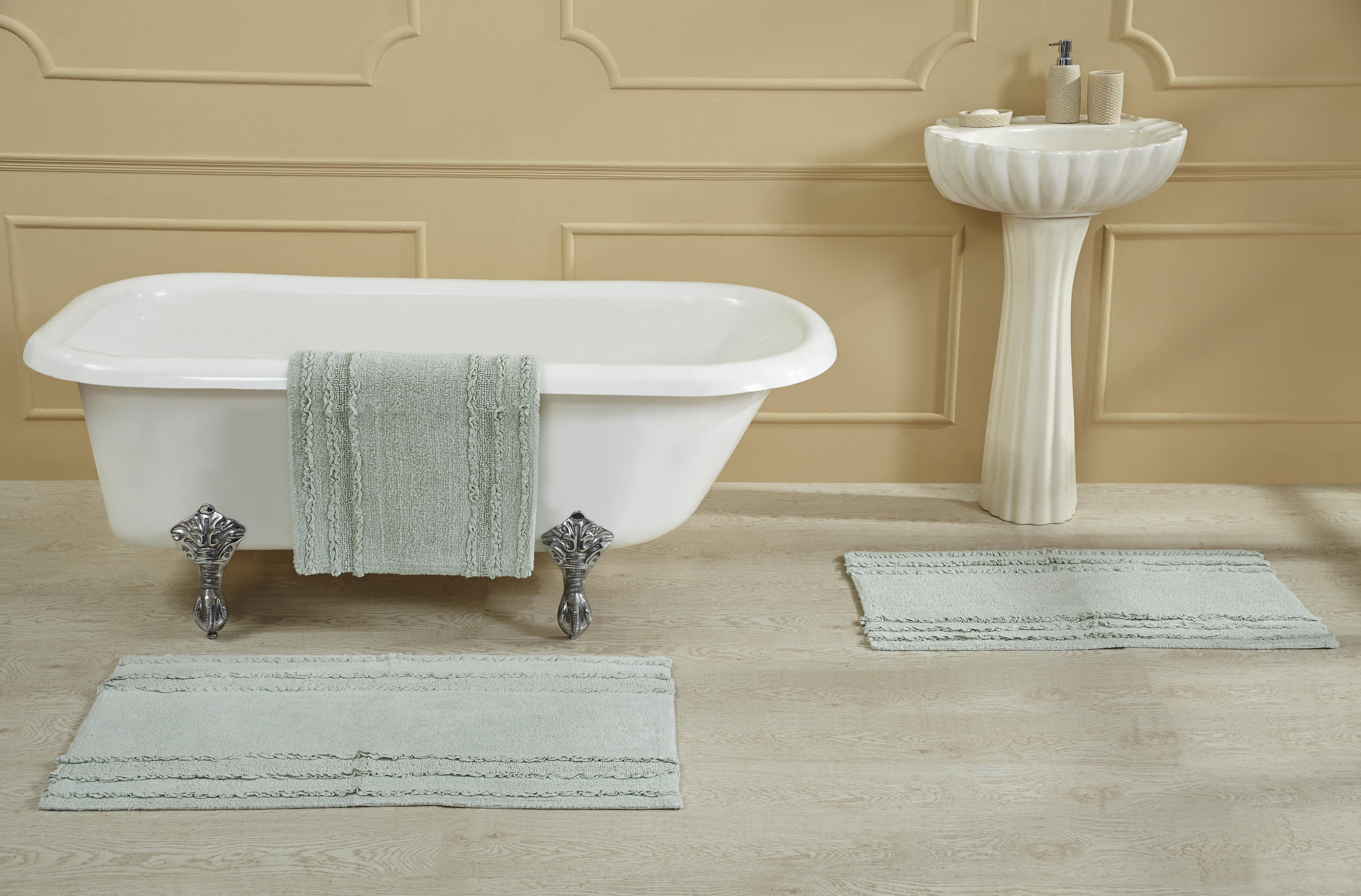 Better Trends Ruffle Border Tufted Bath Mat Rug 100% Cotton, 24