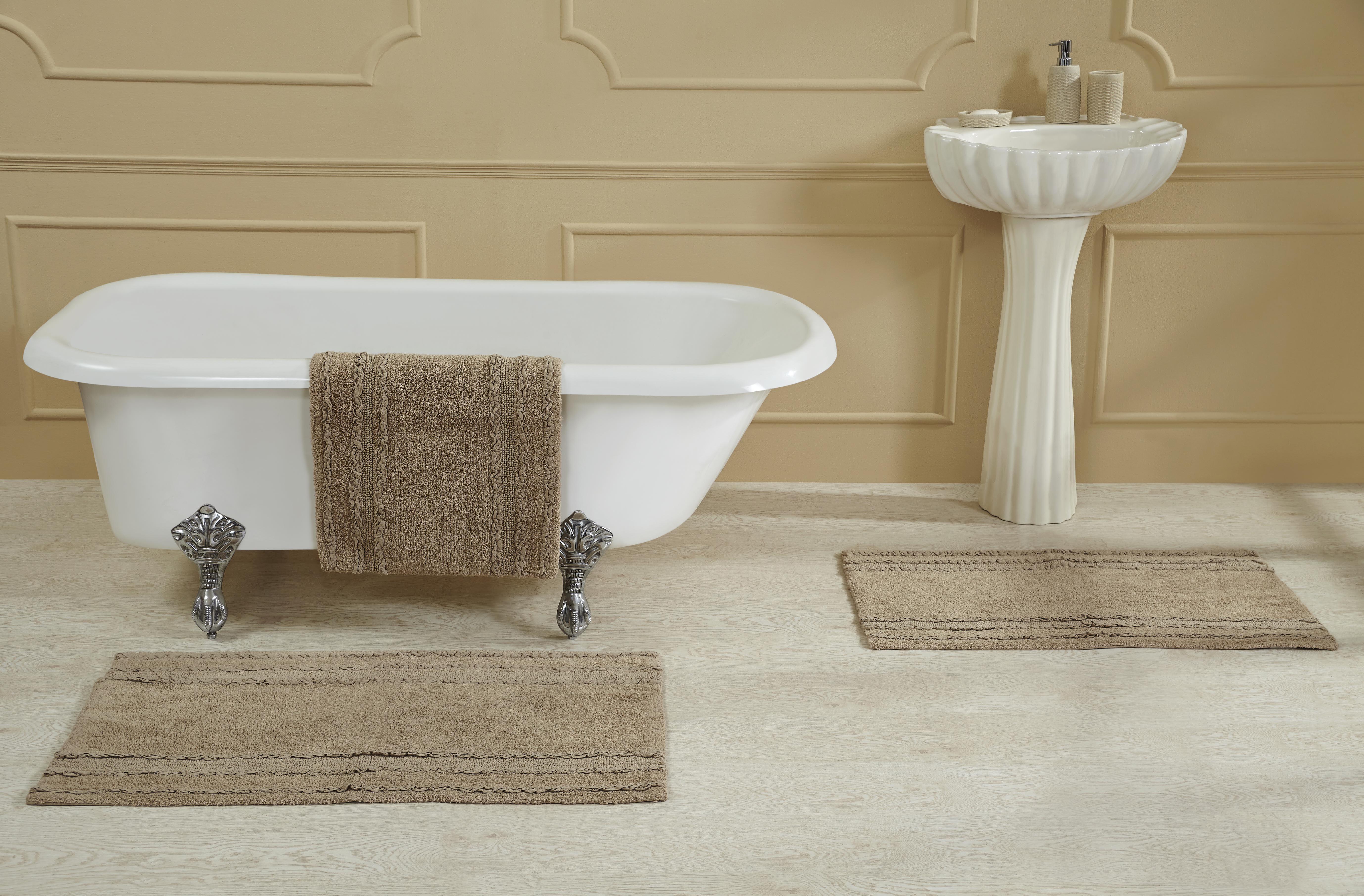 Better Trends Ruffle Border Tufted Bath Mat Rug 100% Cotton, 24