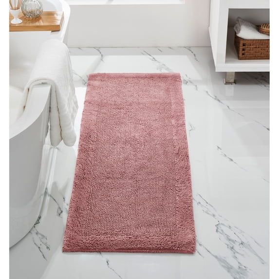 Better Trends 20"x 60" Premium Bathroom Runner Rug 100% Cotton Soft Reversible Tufted Bath Mat Water Absorbent Ideal for Easy Care in Bathroom and Shower Areas, (Pink)- Edge Collection