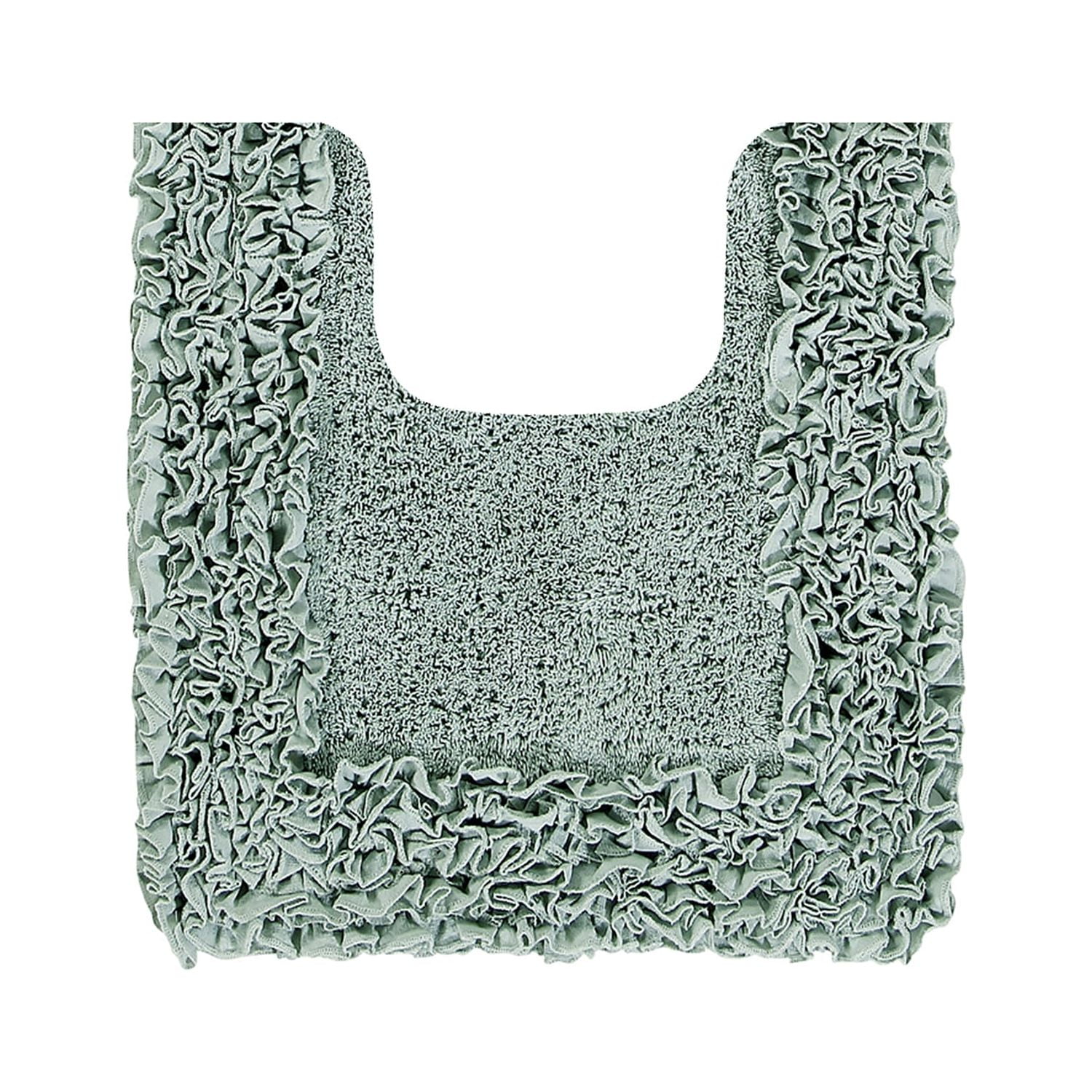 Sage Shaggy Border 100% Cotton Contour Bath Rug