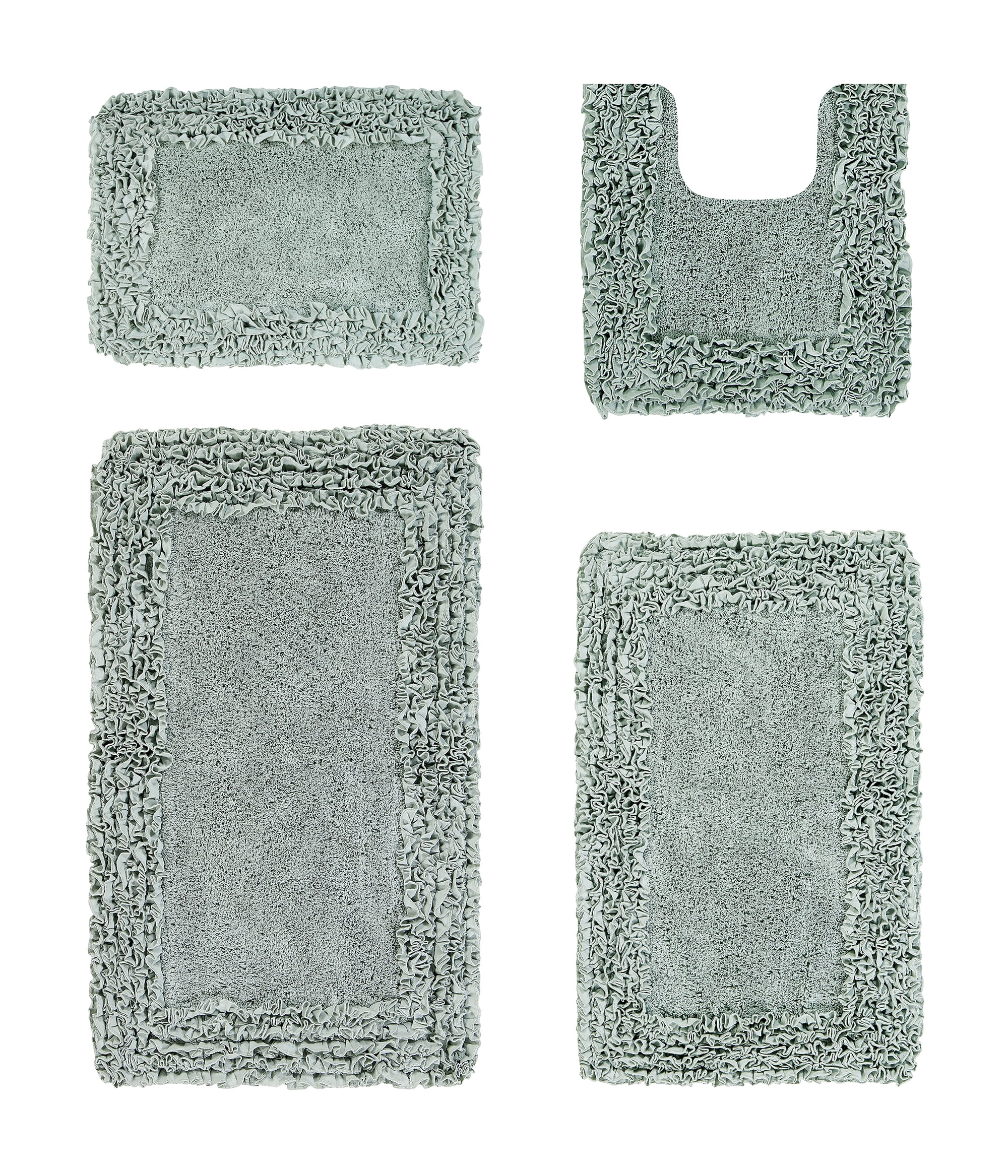 Better Trends Sage Shaggy Border 100% Cotton 4 Piece Bath Rug Set ...