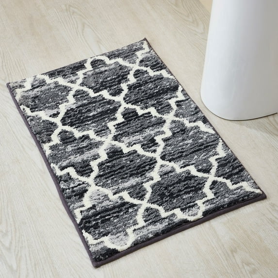 Better Trends 2-Piece Bathroom Rug Set, 17"x 24" & 24"x 40", 100% Cotton Soft, Water Absorbent, Non-Slip, Machine Washable – Ideal for Sink, Tub, Shower, or Bathroom Entry – Savio Collection - Gray