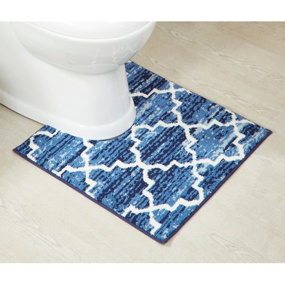 Better Trends 3-Piece Bathroom Rug Set 100% Cotton Soft & Water Absorbent, Non-Slip, Machine Washable Bath Mats – For Bathroom, Sink, Tub, Shower – Size 20x20, 21x34, 20x60) Savio Collection – Blue