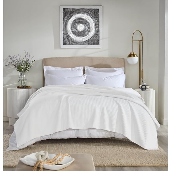 Better Trends All Season King Size Blanket 100% Cotton Waffle Weave Blanket for Couch Lightweight & Breathable, Soft Blanket (108"x 90") White Janiya Collection