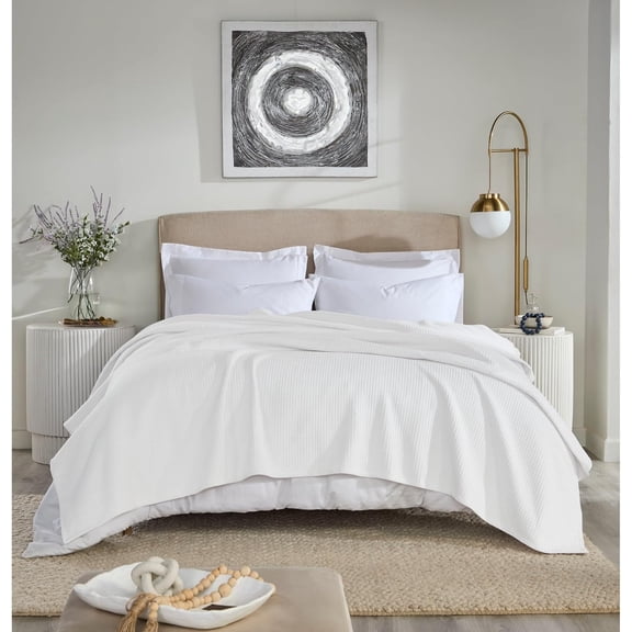 Better Trends All Season Twin Size Blanket 100% Cotton Waffle Weave Blanket for Couch Lightweight & Breathable, Soft Blanket (66"x 90") White Janiya Collection
