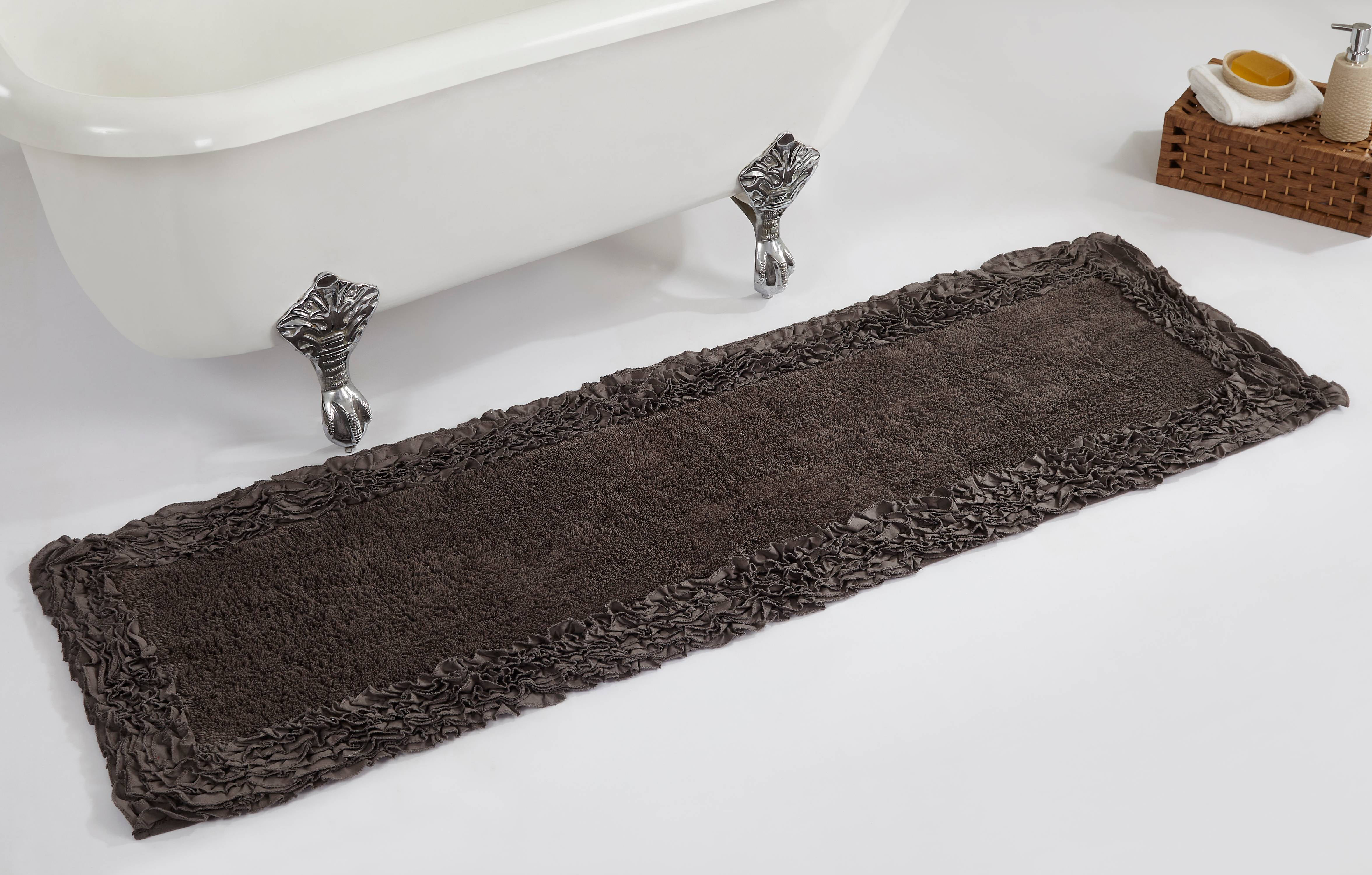 Better Trends Shaggy Border 100% Cotton 20" x 60" Bath Mat Rug - Gray
