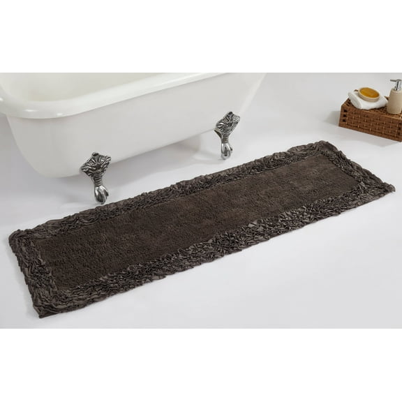 Better Trends Shaggy Border 100% Cotton 20" x 60" Bath Mat Rug - Gray