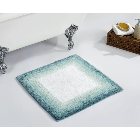 Better Trends Square Bath Mat 24" x 24", 100% Cotton Non Slip Bathroom Rug, Water Absorbent, Machine Washable Bath Rug, Turquoise - Torrent Collection