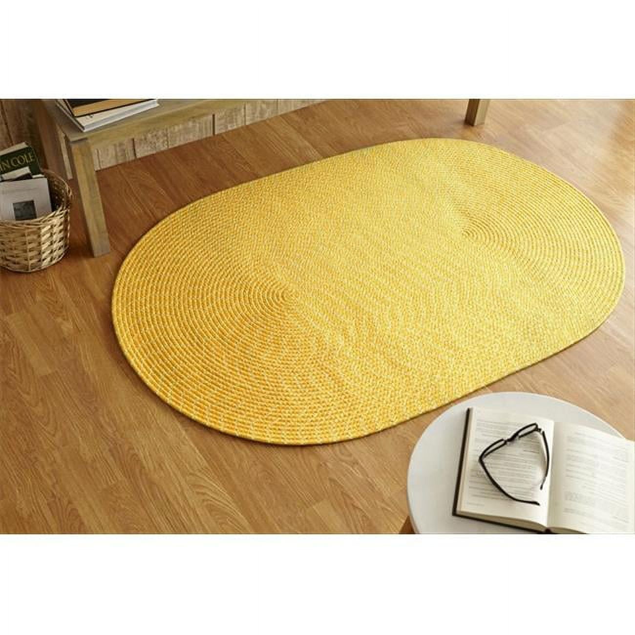 Better Trends Sun Splash Braided Rug Yellow 8 ft. Round