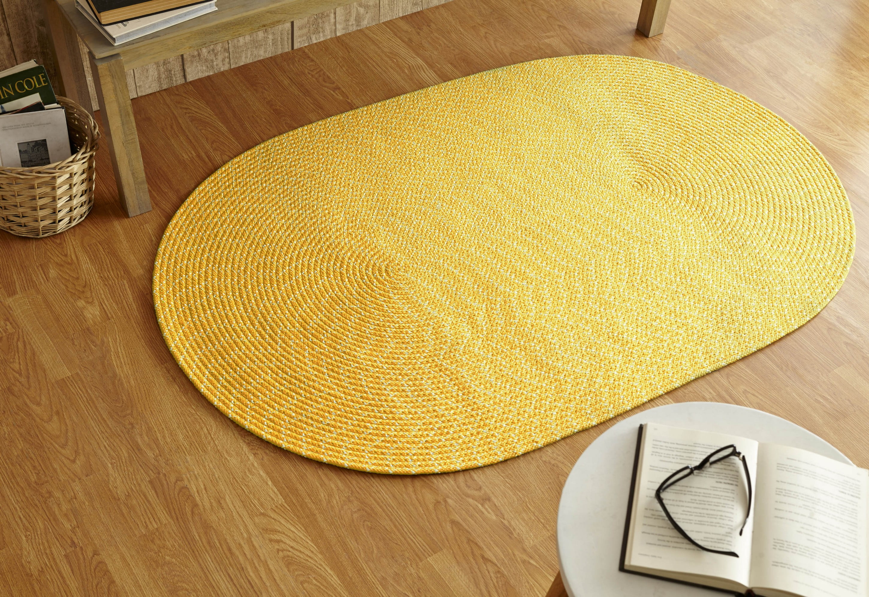 Better Trends 5' x 8' Oval Braided Rug 100% Polypropylene Durable & Stain Resistant Reversible Indoor/Outdoor Area Utility Rug, Sunsplash Collection - Yellow