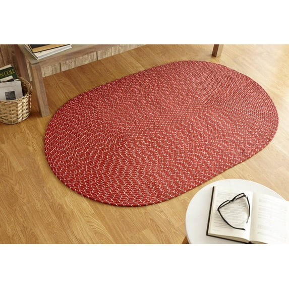 Better Trends 5' x 8' Oval Braided Rug 100% Polypropylene Durable & Stain Resistant Reversible Indoor/Outdoor Area Utility Rug, Sunsplash Collection - Red