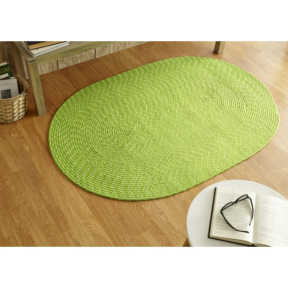 Better Trends Sunsplash Braid Collection is Durable & Stain Resistant Reversible Indoor/Outdoor Area Utility Rug 100% Polypropylene in Vibrant Colors, 96" x 132", Oval, Chartruese