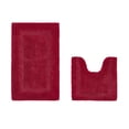 thumbnail image 1 of Better Trends Toilet Rug U-Shaped Set of 2 Piece Contour Rug 100% Cotton Bathroom Mat Soft Absorbent Reversible Washable for Decor Tub Shower Bathroom Floor, 20"x20"|21"x34" Red Lux Collection, 1 of 4