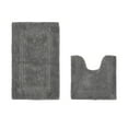 thumbnail image 1 of Better Trends Toilet Rug U-Shaped Set of 2 Piece Contour Rug 100% Cotton Bathroom Mat Soft Absorbent Reversible Washable for Decor Tub Shower Bathroom Floor, 20"x20"|21"x34" Gray Lux Collection, 1 of 4