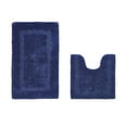 thumbnail image 1 of Better Trends Toilet Rug U-Shaped Set of 2 Piece Contour Rug 100% Cotton Bathroom Mat Soft Absorbent Reversible Washable for Decor Tub Shower Bathroom Floor, 20"x20"|21"x34" Navy Lux Collection, 1 of 4