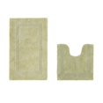 thumbnail image 1 of Better Trends Toilet Rug U-Shaped Set of 2 Piece Contour Rug 100% Cotton Bathroom Mat Soft Absorbent Reversible Washable for Decor Tub Shower Bathroom Floor, 20"x20"|21"x34" Sage Lux Collection, 1 of 4