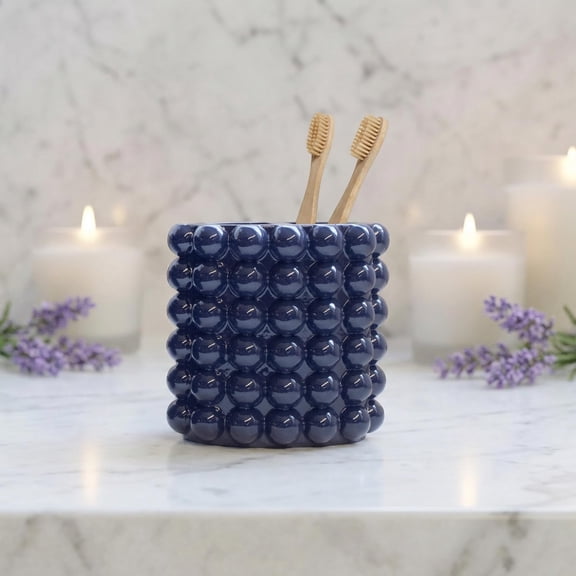 Better Trends Toothbrush Holder For Bathroom, Easy Cleaning Multi-Functional Storage 2 Slots Toothbrush And Toothpaste Organizer Caddy For Bathroom Vanity,Sink, Countertop Navy Nova Collection