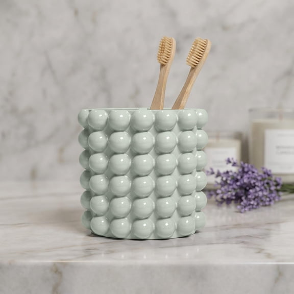 Better Trends Toothbrush Holder For Bathroom, Easy Cleaning Multi-Functional Storage 2 Slots Toothbrush And Toothpaste Organizer Caddy For Bathroom Vanity,Sink, Countertop Dark Sage Nova Collection