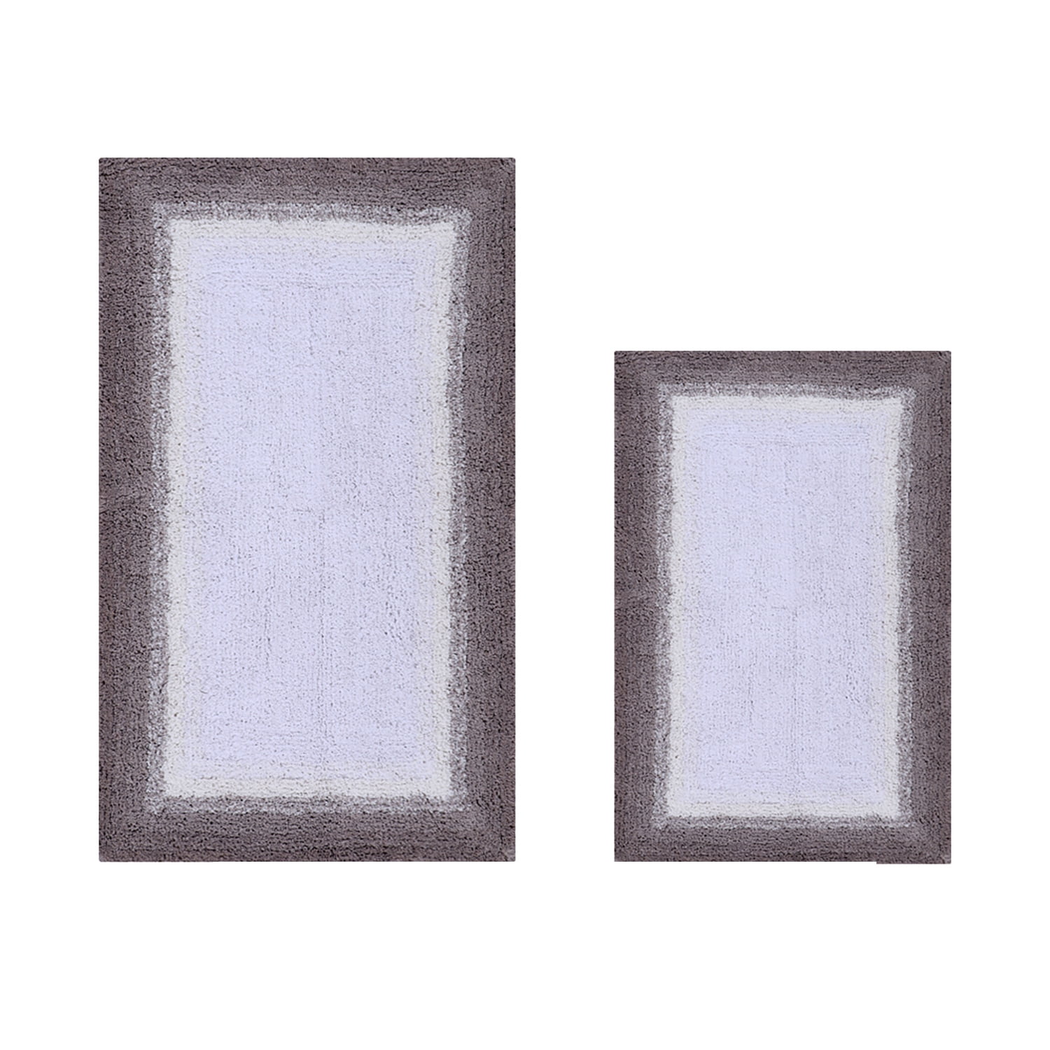 Beige and Gray Cotton Ombre Bath Rug Set