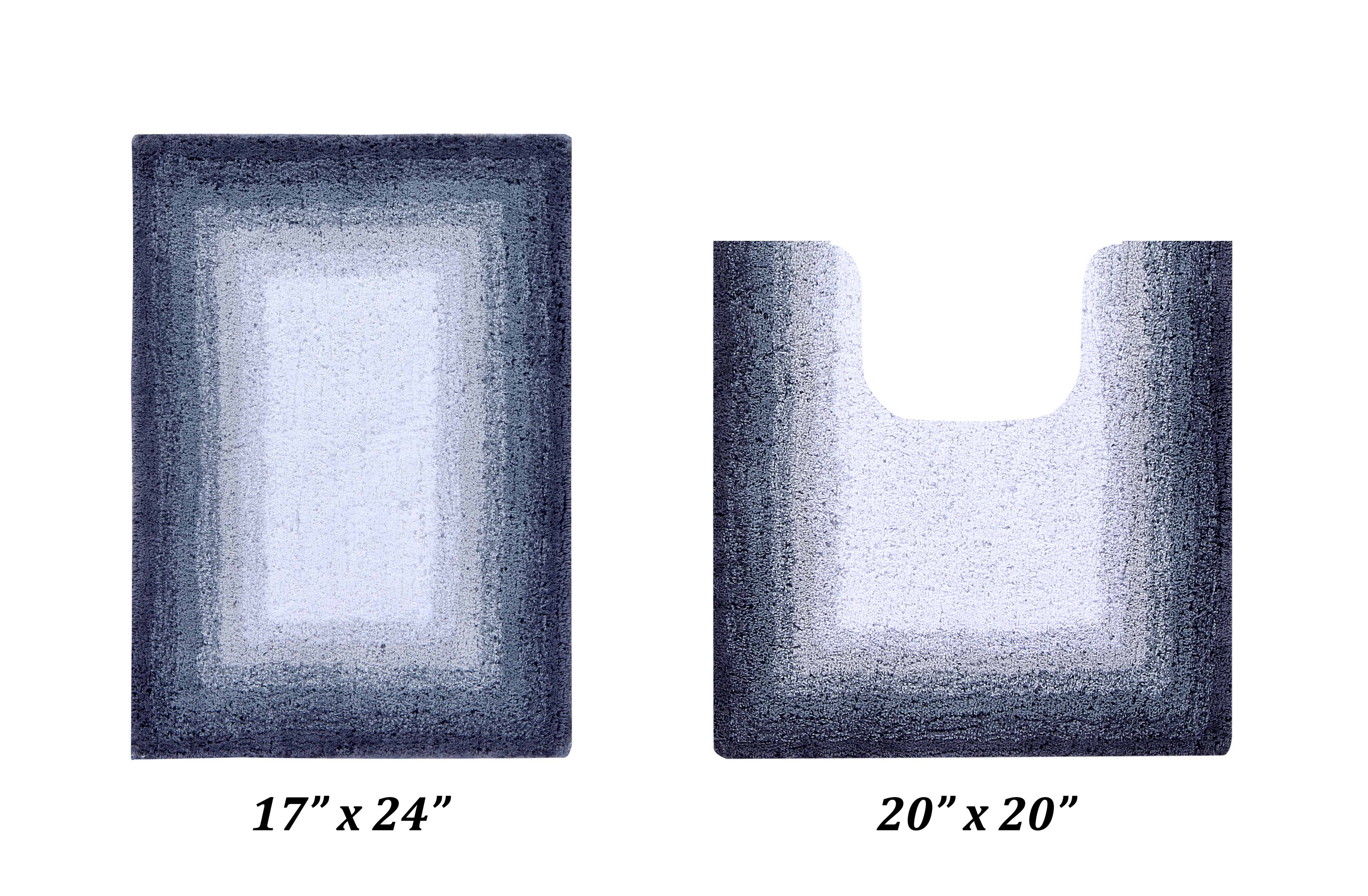 Gray Cotton Tufted Ombre Bath Rug Set, 2 Pieces