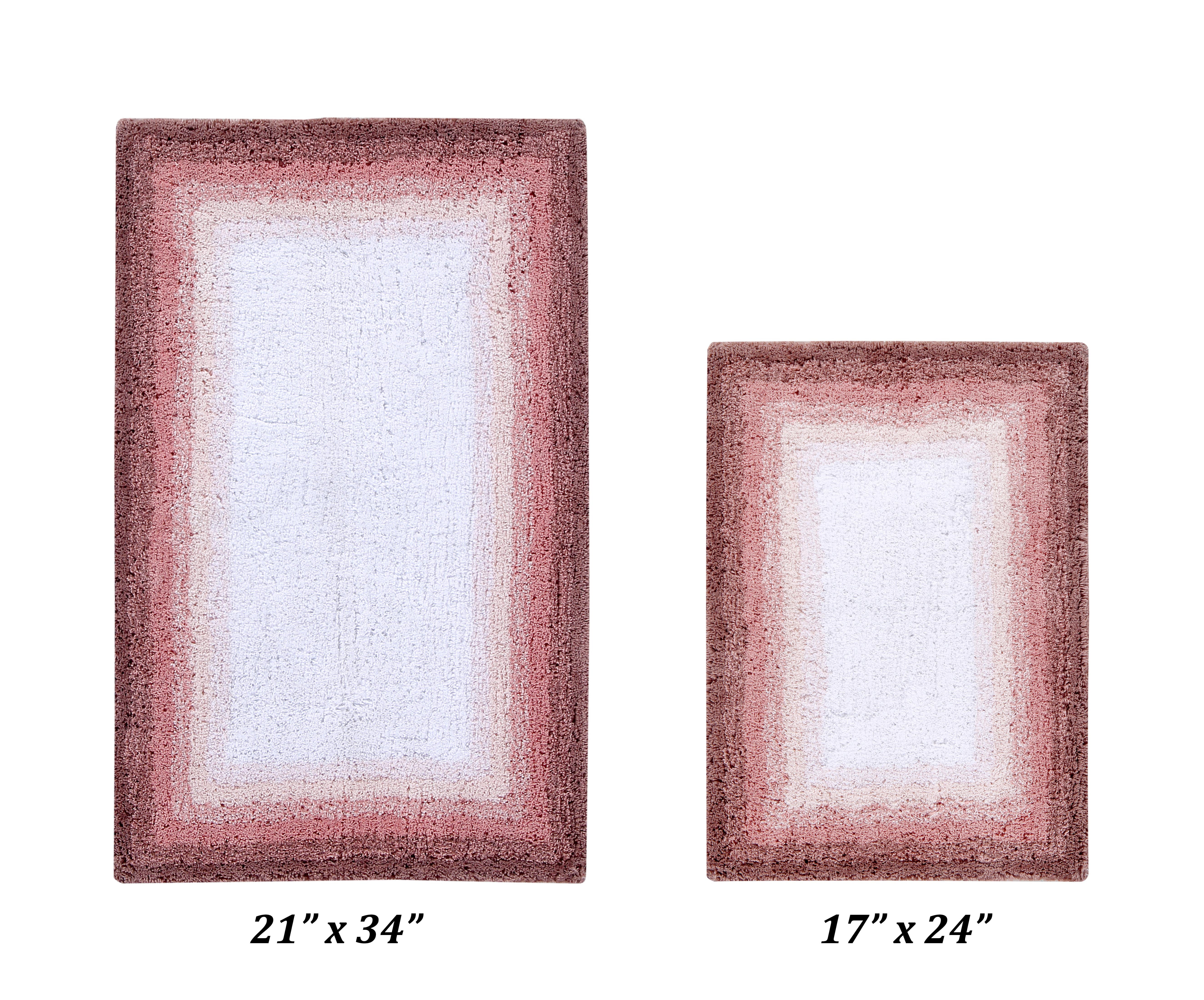 Better Trends 2 Piece Bathroom Rug Set, 100% Cotton, Extra Soft Tufted Bath Mat, Water Absorbent & Non Slip Bath Rug, (Rose) Torrent Collection