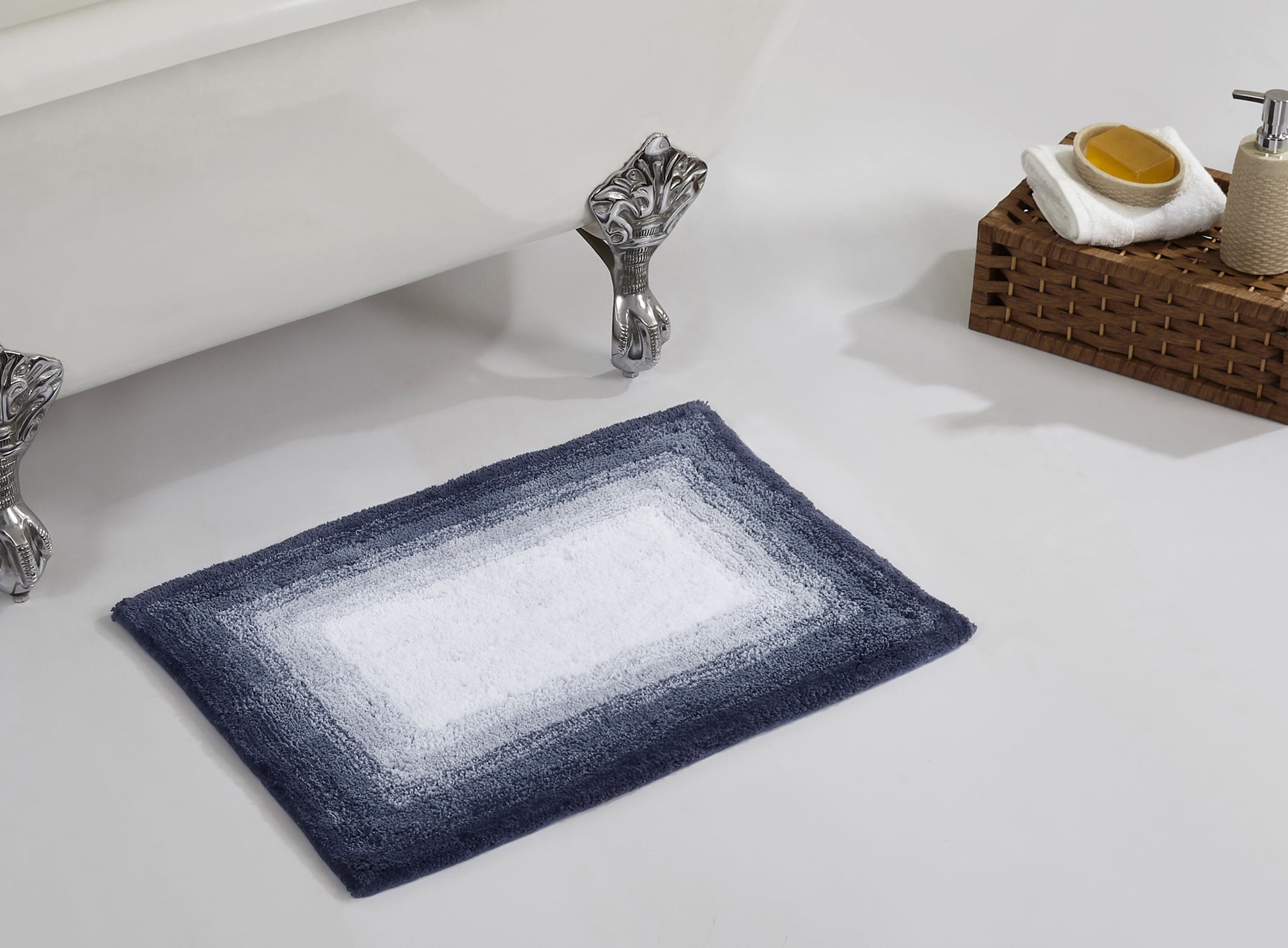 Gray and White Cotton Gradient 24" x 40" Bath Rug