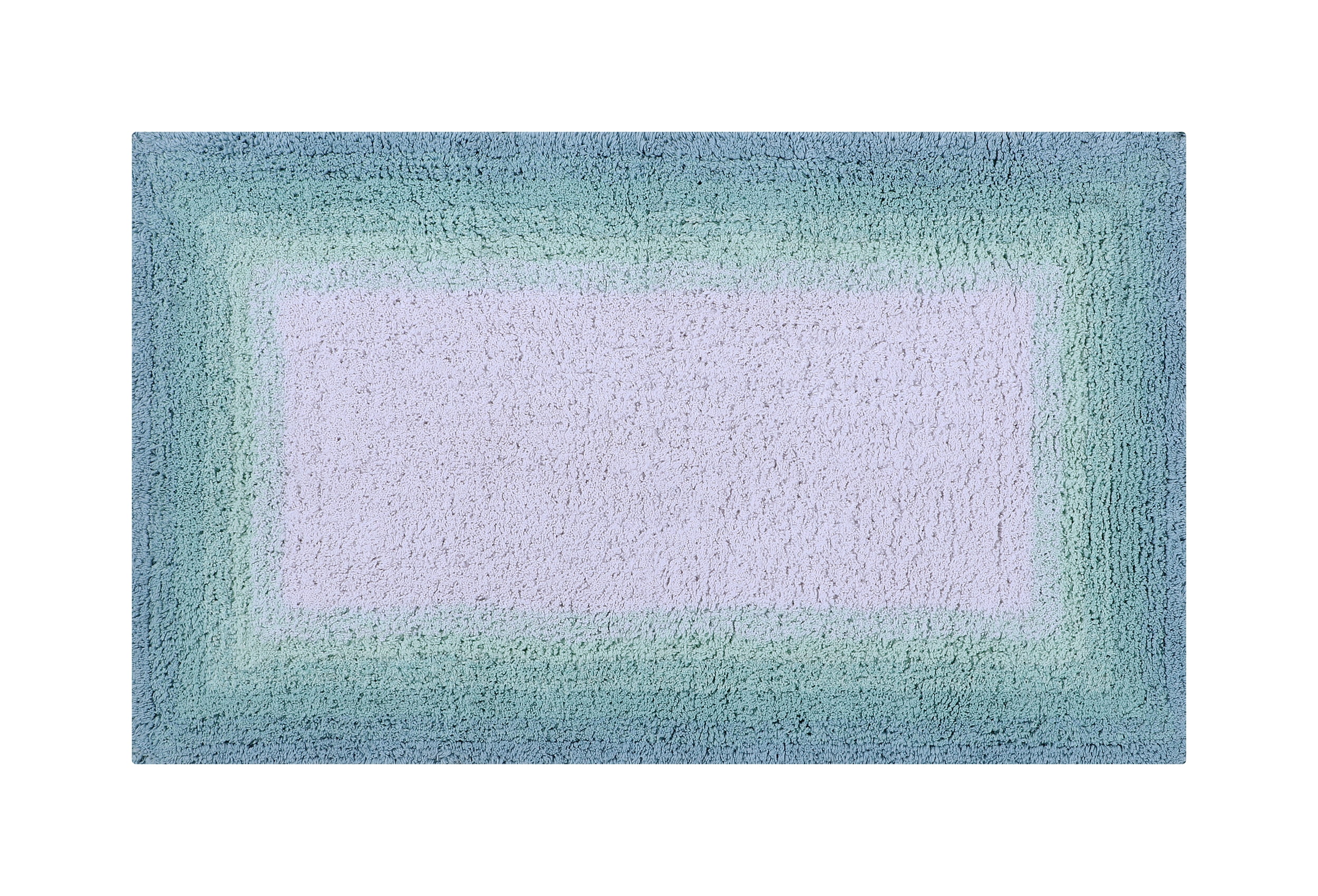 Turquoise Ombre 100% Cotton Tufted Bath Rug with Non-Slip Backing