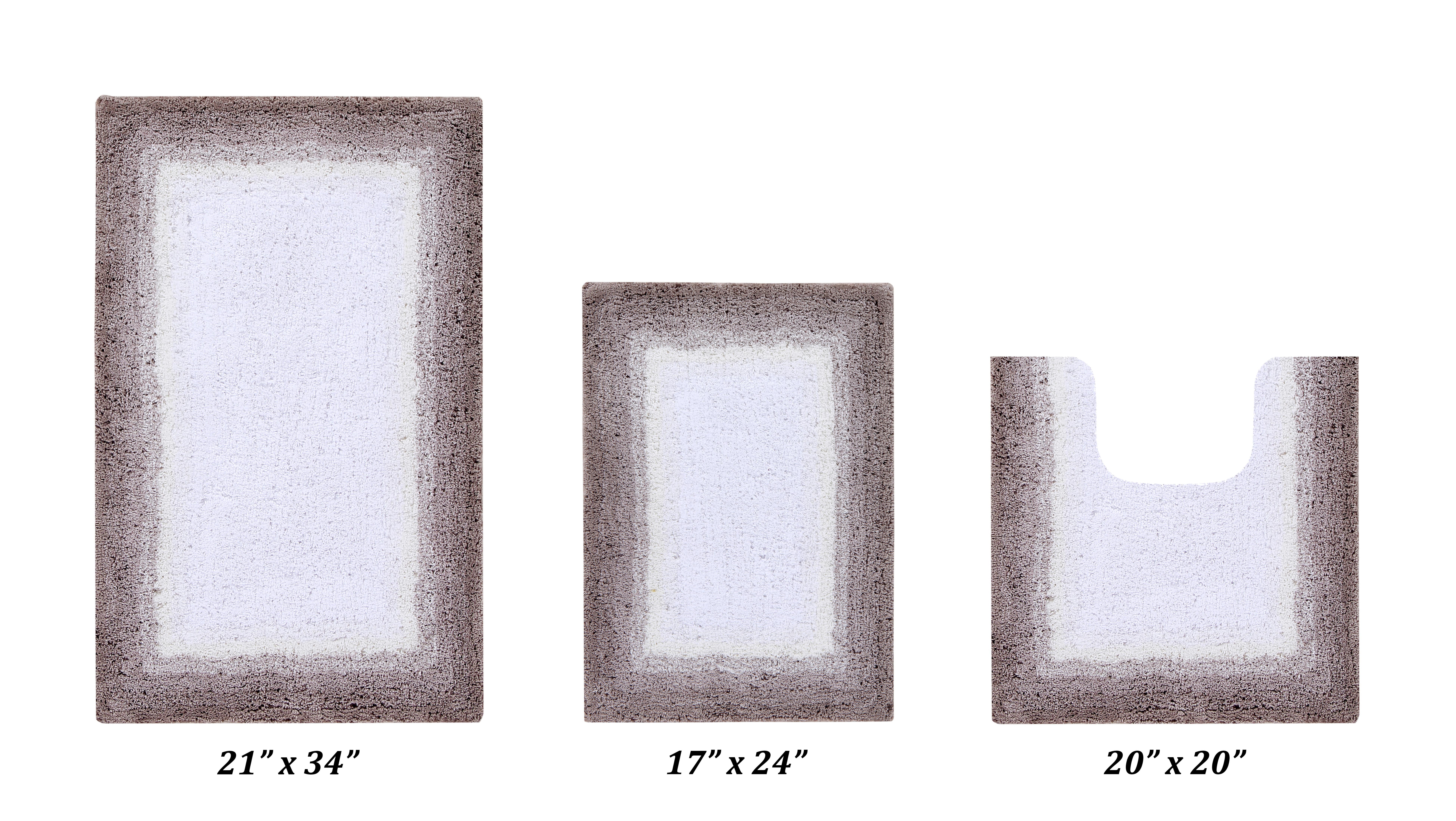 Beige and White Cotton Tufted 3-Piece Bath Rug Set
