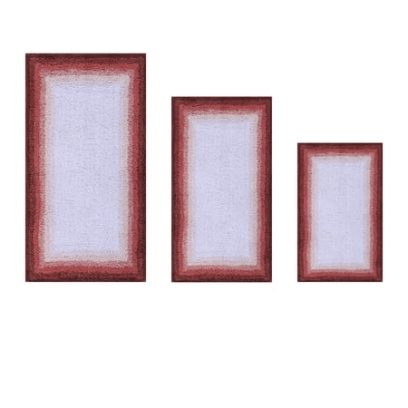Better Trends 3 Piece Bathroom Rug Set, 100% Cotton, Extra Soft Tufted Bath Mat, Water Absorbent & Non Slip Bath Rug, (Rose) Torrent Collection