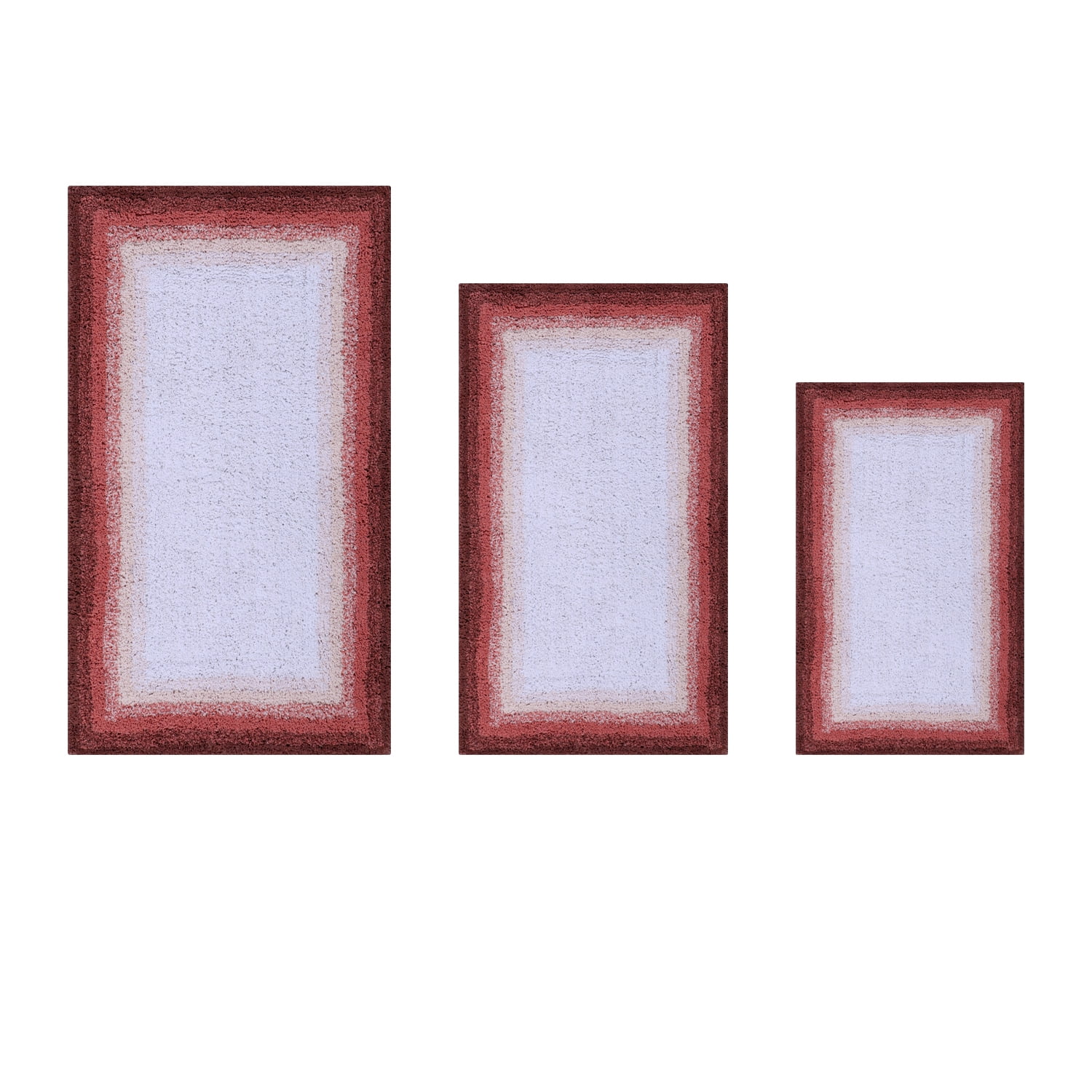 Better Trends 3 Piece Bathroom Rug Set, 100% Cotton, Extra Soft Tufted Bath Mat, Water Absorbent & Non Slip Bath Rug, (Rose) Torrent Collection
