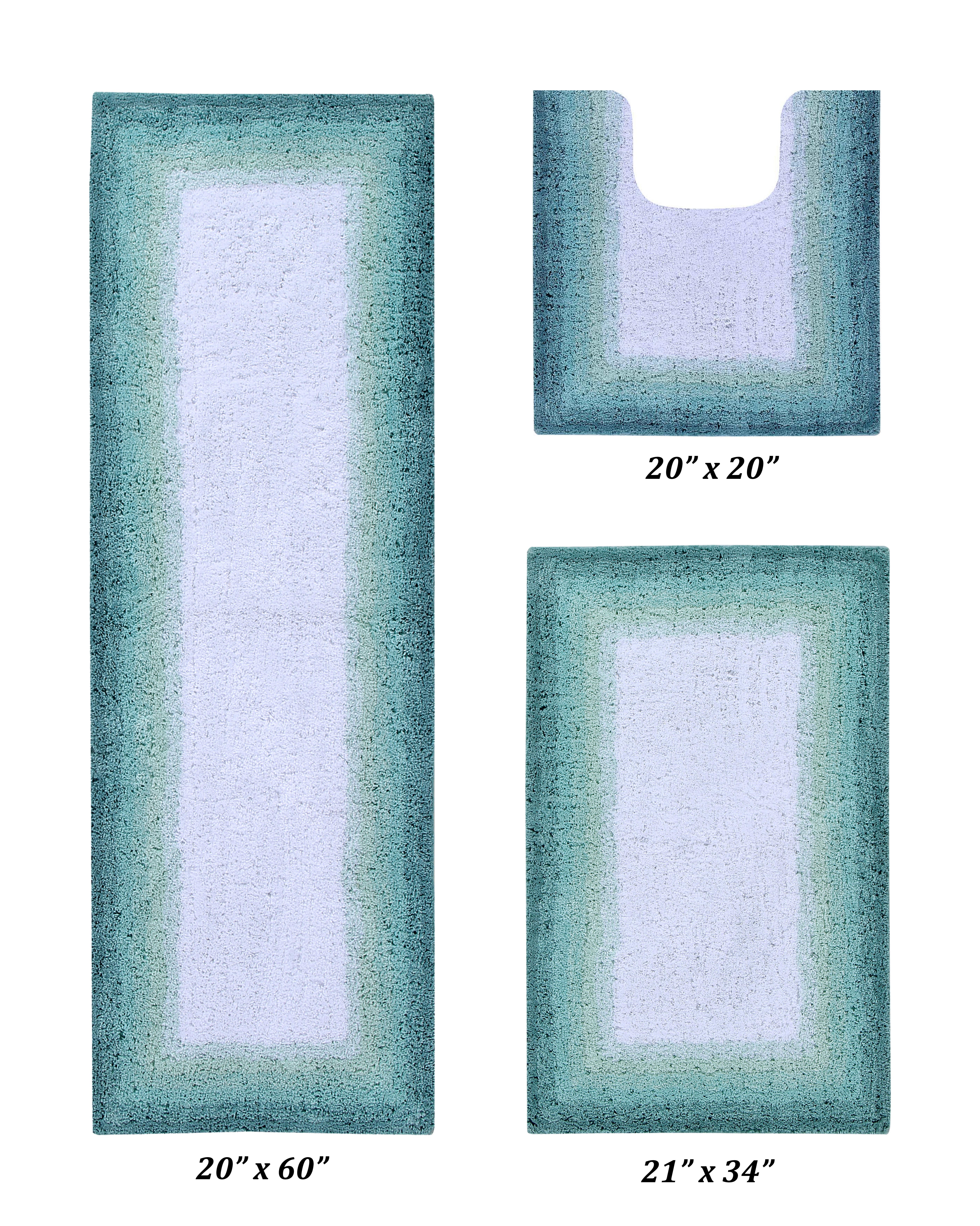 Turquoise Cotton Tufted Ombre Bath Rug Set
