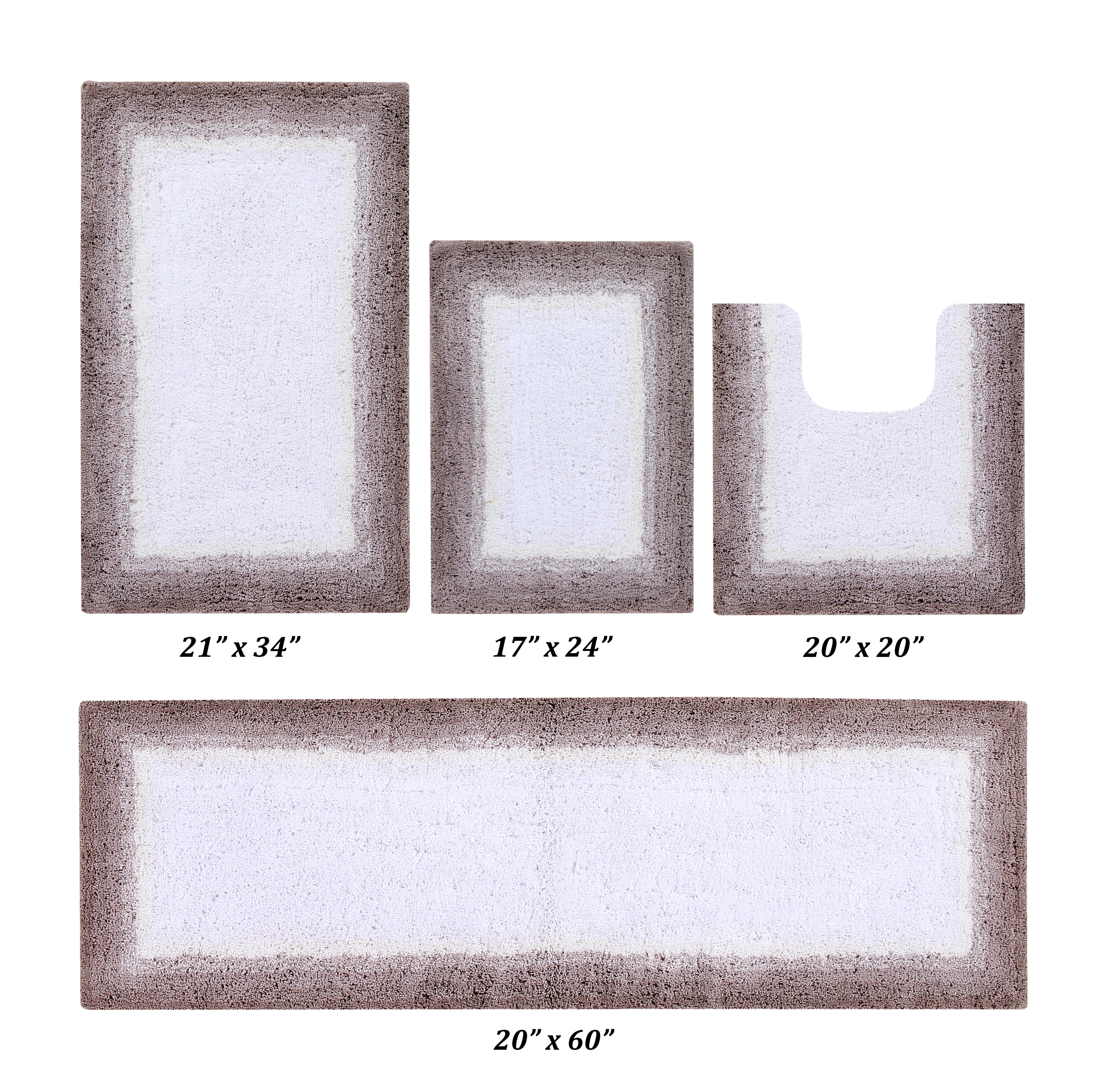 Beige and White Cotton 4-Piece Bathroom Rug Set